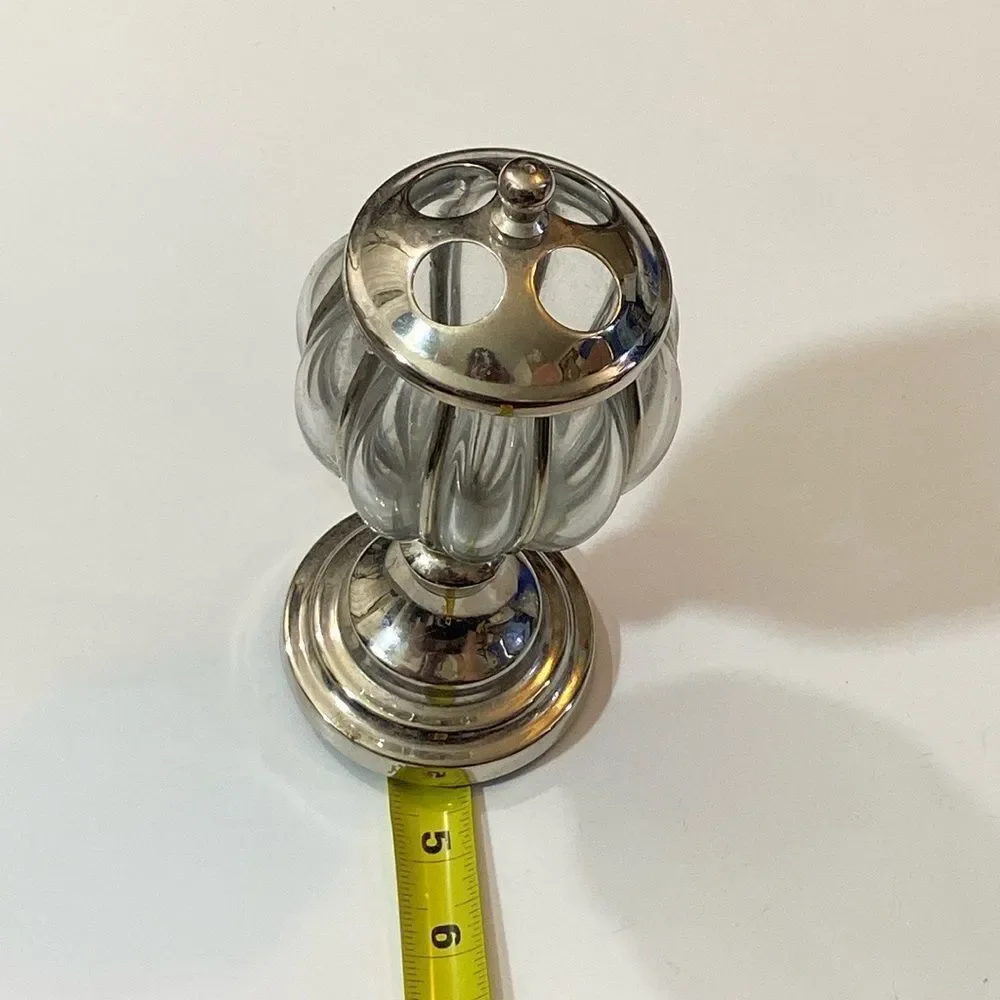 Amber Home Goods Toothbrush Holder Color White Silver Glass